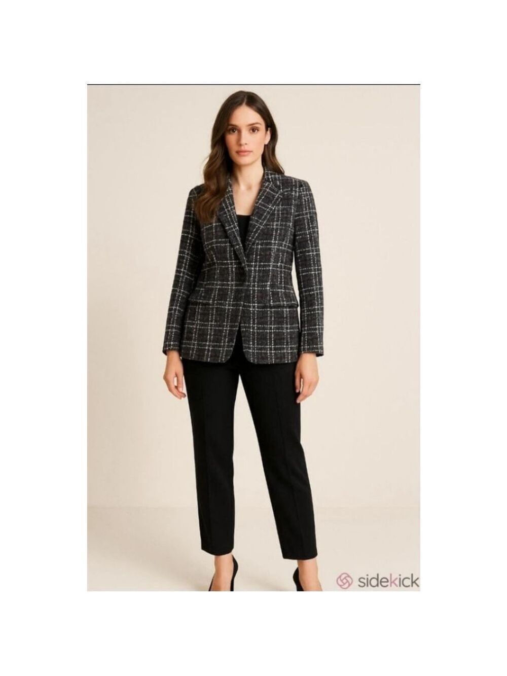 Women's The Drop NWT Blake-Black & White Plaid Boucle Blazer XS